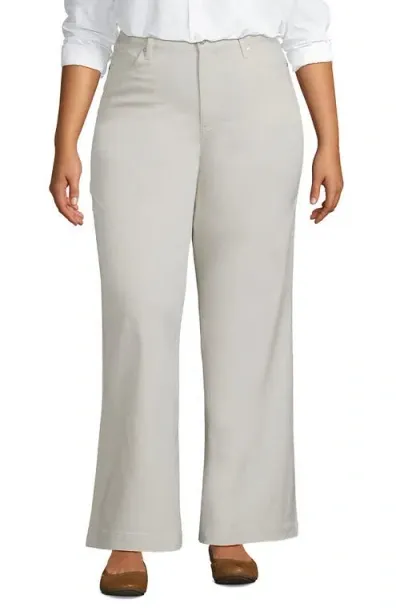 Lands' End Plus Size High Rise 5 Pocket Wide Leg Chino Pants In Light Stone