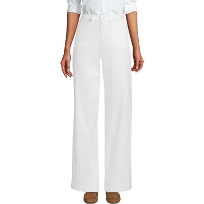 Lands' End High Rise 5 Pocket Wide Leg Chino Pants In White