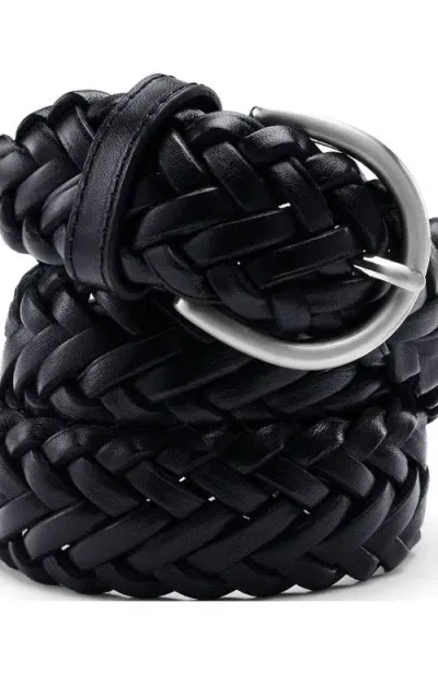 Lands' End Leather Braided Belt In Black