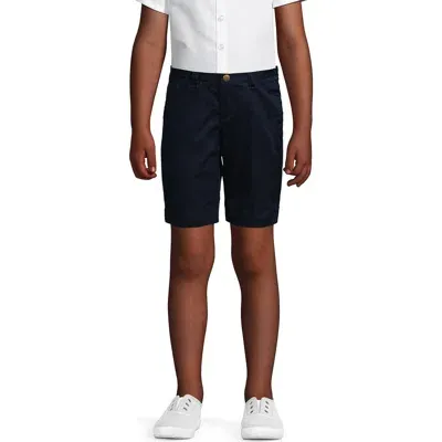 Lands' End Kids'  Little Girls Slim Plain Front Blend Chino Shorts In Classic Navy