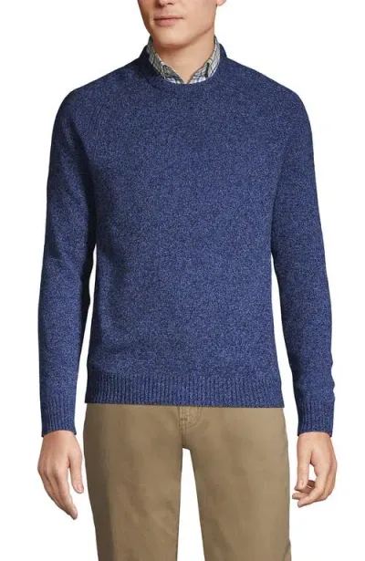 Lands' End Long Sleeve Lambswool Crewneck Sweater In Indigo New Denim Marl