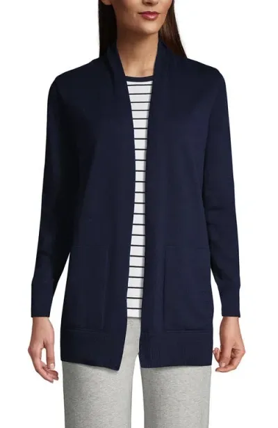 Lands' End Long Sleeve Open Long Cardigan Sweater In Radiant Navy