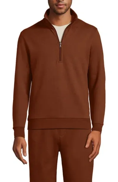 Lands' End Long Sleeve Serious Sweats Half Zip Mock Sweatshirt In Dark Auburn Brown