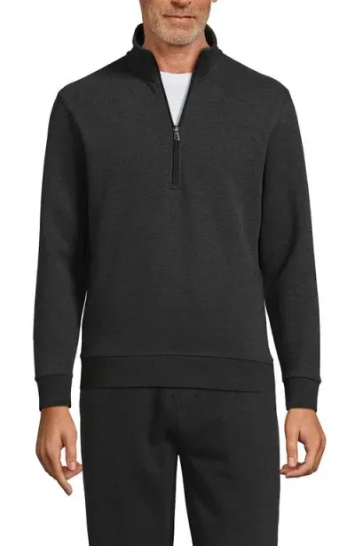 Lands' End Long Sleeve Serious Sweats Half Zip Mock Sweatshirt In Dark Charcoal Heather