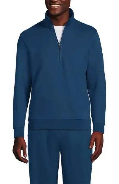 Lands' End Long Sleeve Serious Sweats Half Zip Mock Sweatshirt In Evening Blue