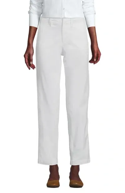 Lands' End Mid Rise Classic Straight Leg Chino Ankle Pants In White