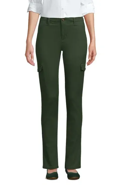 Lands' End Mid Rise Slim Cargo Chino Pants In Estate Green