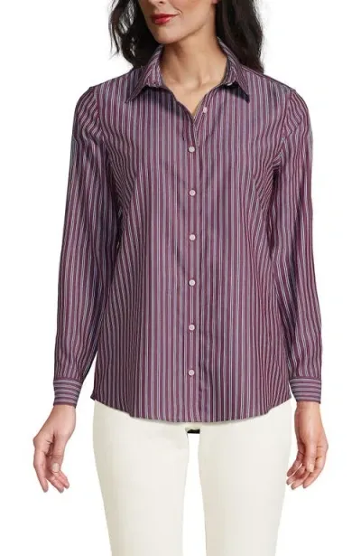 Lands' End No Iron Supima Cotton Long Sleeve Shirt In Purple