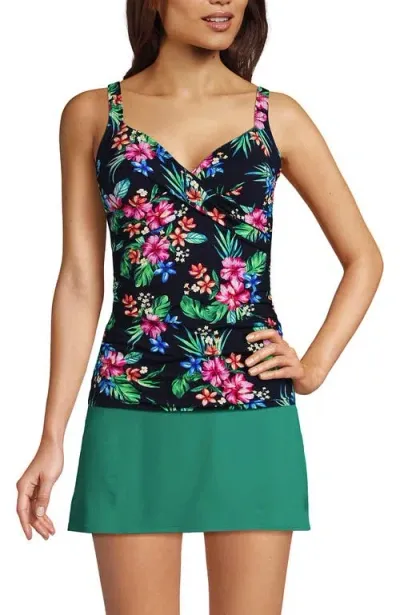 Lands' End Plus Size Dd-cup Chlorine Resistant V-neck Underwire Tankini Top Swimsuit Adjustable Stra In Deep Sea Navy Rosella Floral