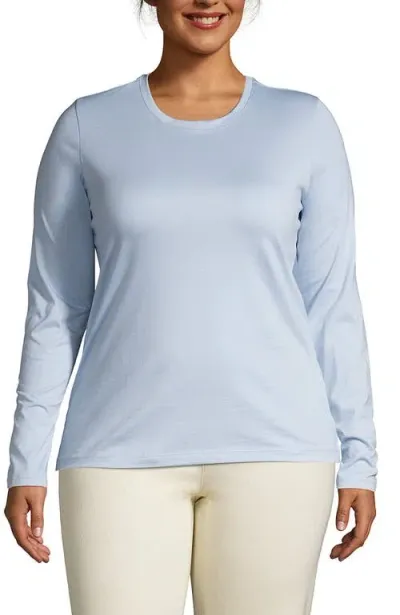 Lands' End Plus Size Relaxed Supima Cotton Long Sleeve Crew Neck T-shirt In Soft Blue Haze