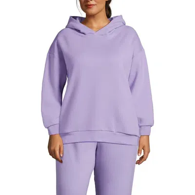 Lands' End Plus Size Serious Sweats Relaxed Long Sleeve Hoodie Sweatshirt In Lavender Cloud