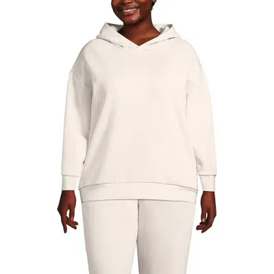 Lands' End Plus Size Serious Sweats Relaxed Long Sleeve Hoodie Sweatshirt In Moonstone