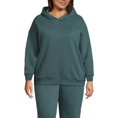 Lands' End Plus Size Serious Sweats Relaxed Long Sleeve Hoodie Sweatshirt In Tourmaline