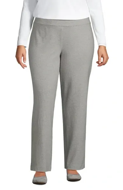 Lands' End Plus Size Starfish Mid Rise Straight Leg Pants In Gray Heather