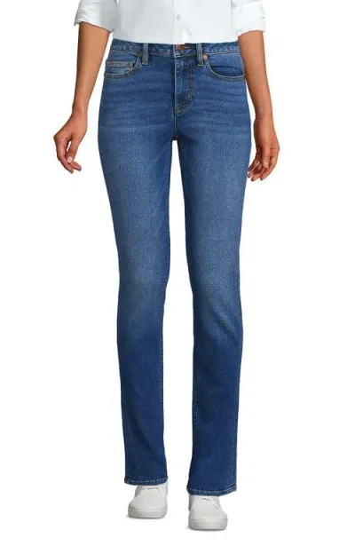 Lands' End Recover Mid Rise Straight Leg Blue Jeans In Indigo Tide Blue