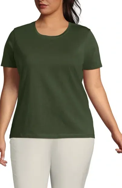 Lands' End Plus Size Relaxed Supima Cotton Crew Neck T-shirt In Estate Green