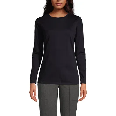 Lands' End Relaxed Supima Cotton Long Sleeve Crew Neck T-shirt In Black