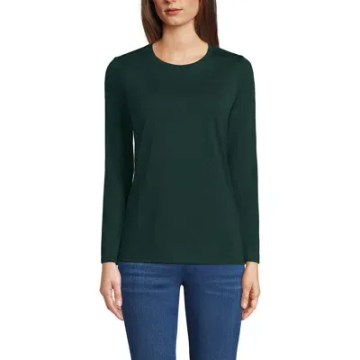 Lands' End Relaxed Supima Cotton Long Sleeve Crew Neck T-shirt In Deep Forest