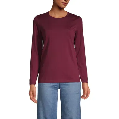 Lands' End Relaxed Supima Cotton Long Sleeve Crew Neck T-shirt In Rich Burgundy