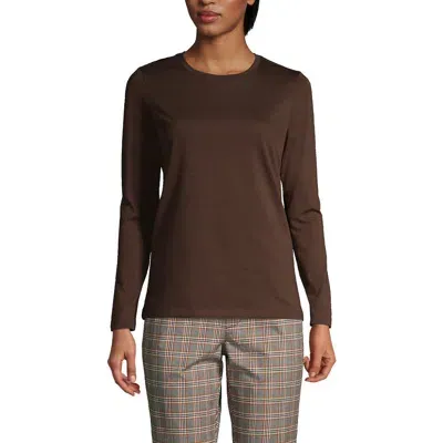 Lands' End Relaxed Supima Cotton Long Sleeve Crew Neck T-shirt In Rich Coffee