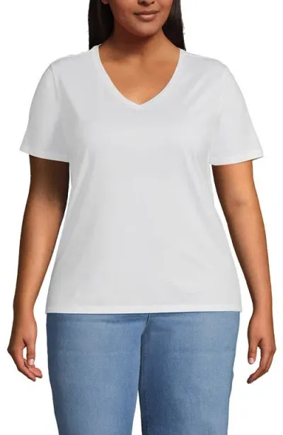 Lands' End Plus Size Relaxed Supima Cotton V-neck T-shirt In White