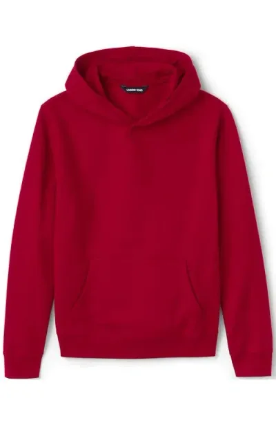 Lands' End School Uniform Adult Hooded Pullover Sweatshirt In Red