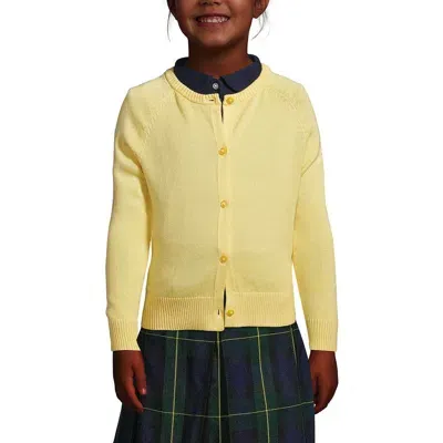 Lands' End School Uniform Girls Cotton Modal Cardigan Sweater In Maize