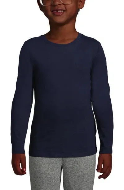 Lands' End School Uniform Girls Long Sleeve Essential T-shirt In Classic Navy