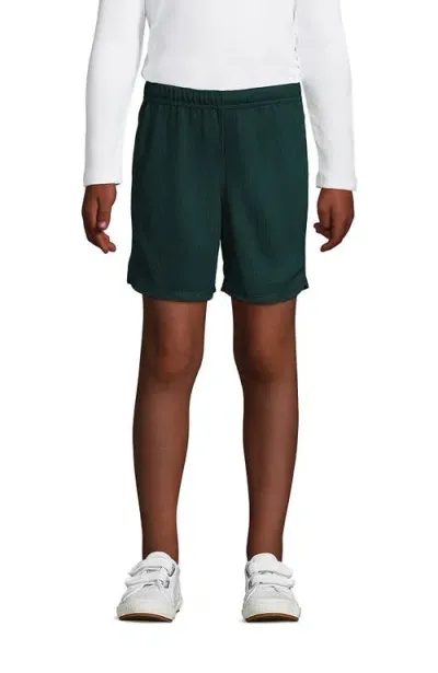 Lands' End Kids'  School Uniform Girls Mesh Gym Shorts In Evergreen