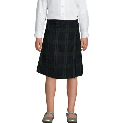 Lands' End School Uniform Girls Plus Plaid A-line Skirt Below The Knee In Classic Navy/evergreen Plaid