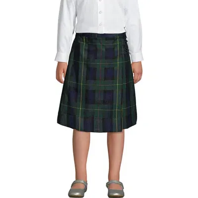 Lands' End School Uniform Girls Plus Plaid A-line Skirt Below The Knee In Hunter/classic Navy Plaid