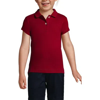 Lands' End School Uniform Girls Short Sleeve Feminine Fit Interlock Polo Shirt In Garnet