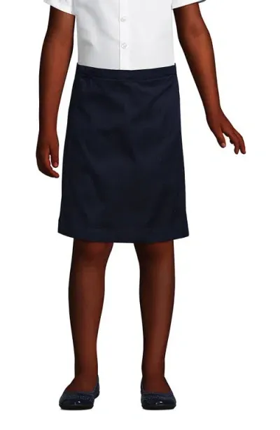 Lands' End Kids'  School Uniform Girls Slim Blend Chino Skort Top Of Knee In Classic Navy