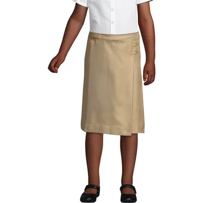 Lands' End Kids'  School Uniform Girls Solid A-line Skirt Below The Knee In Khaki