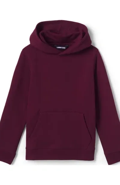 Lands' End School Uniform Kids Hooded Pullover Sweatshirt In Burgundy