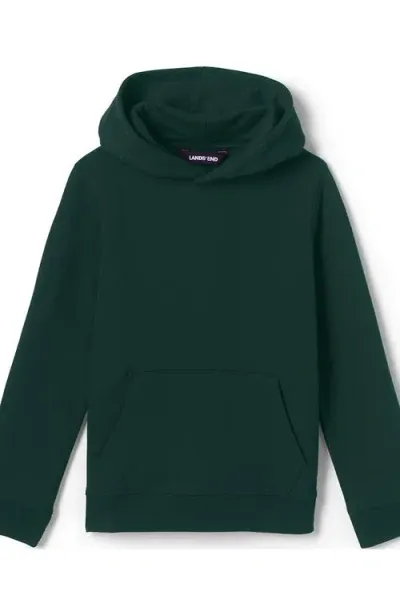 Lands' End School Uniform Kids Hooded Pullover Sweatshirt In Evergreen