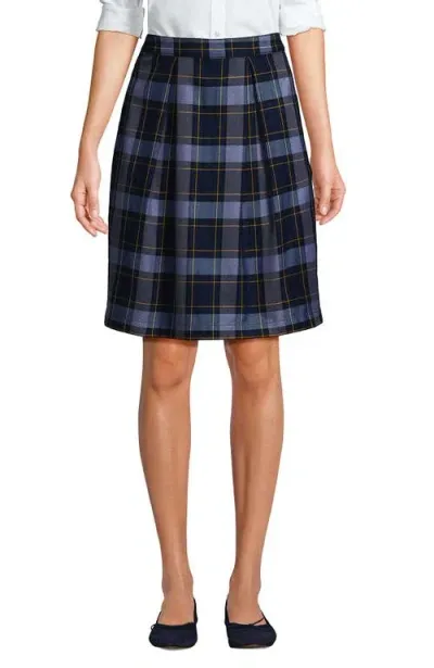 Lands' End School Uniform  Plaid Skort Top Of Knee In Classic Navy Plaid