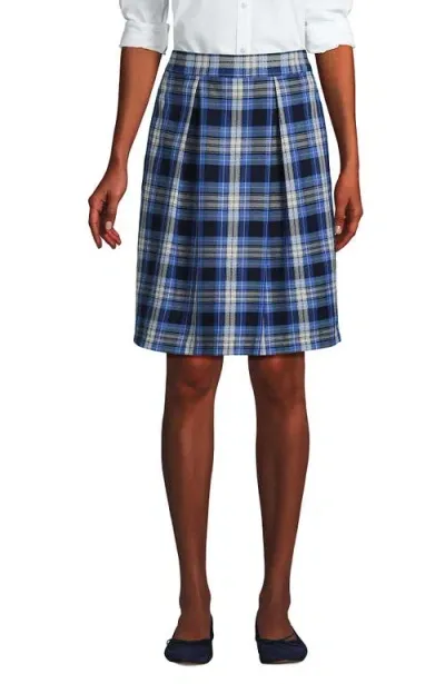 Lands' End School Uniform  Plaid Skort Top Of Knee In Clear Blue Plaid