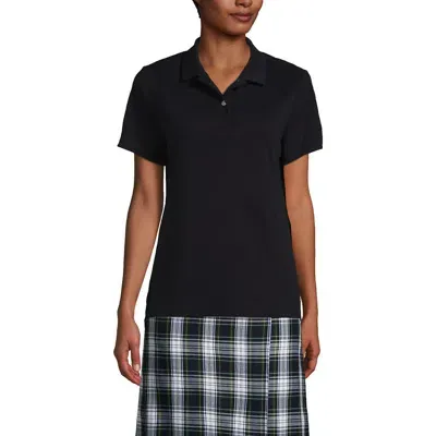 Lands' End School Uniform  Short Sleeve Feminine Fit Interlock Polo Shirt In Black