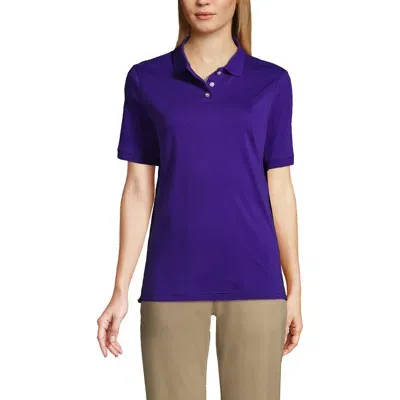 Lands' End School Uniform  Short Sleeve Interlock Polo Shirt In Deep Purple