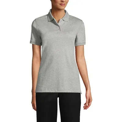 Lands' End School Uniform  Short Sleeve Interlock Polo Shirt In Gray Heather