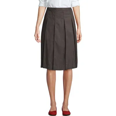 Lands' End School Uniform  Solid Box Pleat Skirt Below The Knee In Gray