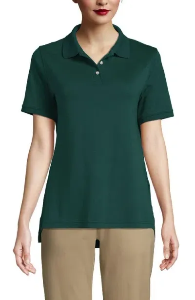 Lands' End School Uniform  Short Sleeve Interlock Polo Shirt In Evergreen