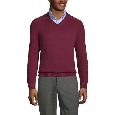 Lands' End School Uniform Young  Cotton Modal V-neck Sweater In Burgundy