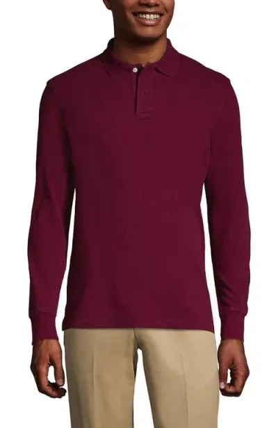 Lands' End School Uniform Young  Long Sleeve Mesh Polo Shirt In Burgundy