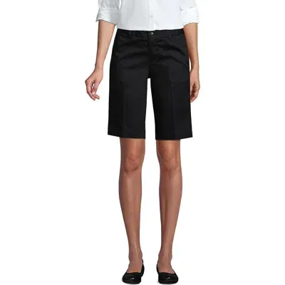 Lands' End School Uniform Young  Plain Front Blend Chino Shorts In Black