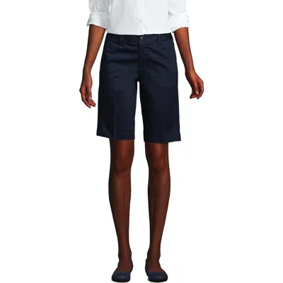 Lands' End School Uniform Young  Plain Front Blend Chino Shorts In Classic Navy