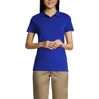 Lands' End School Uniform Young  Short Sleeve Feminine Fit Mesh Polo Shirt In Cobalt