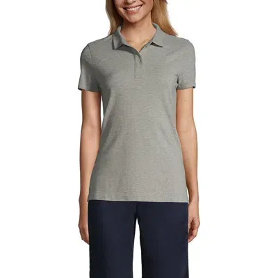 Lands' End School Uniform Young  Short Sleeve Feminine Fit Mesh Polo Shirt In Gray Heather