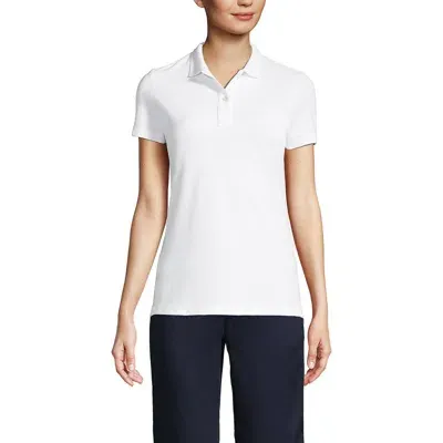 Lands' End School Uniform Young  Short Sleeve Feminine Fit Mesh Polo Shirt In White